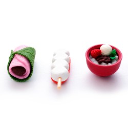 3 gomas de forma de dulces japoneses