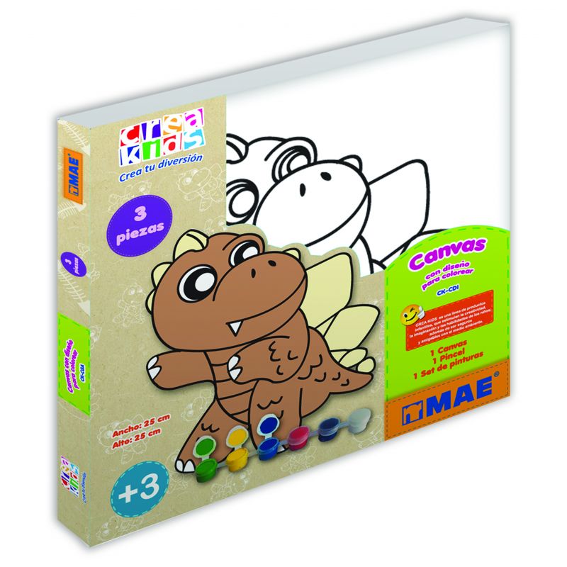 caja con canvas de dinosaurio para pintar