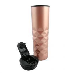 Termo doble pared con relieve 400 ml color bronce destapado