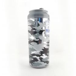 Vaso de doble pared con tapa 470ml con diseño de lata estilo militar color gris