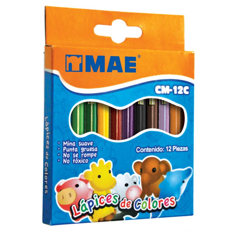 Caja de 12 lápices de colores cortos
