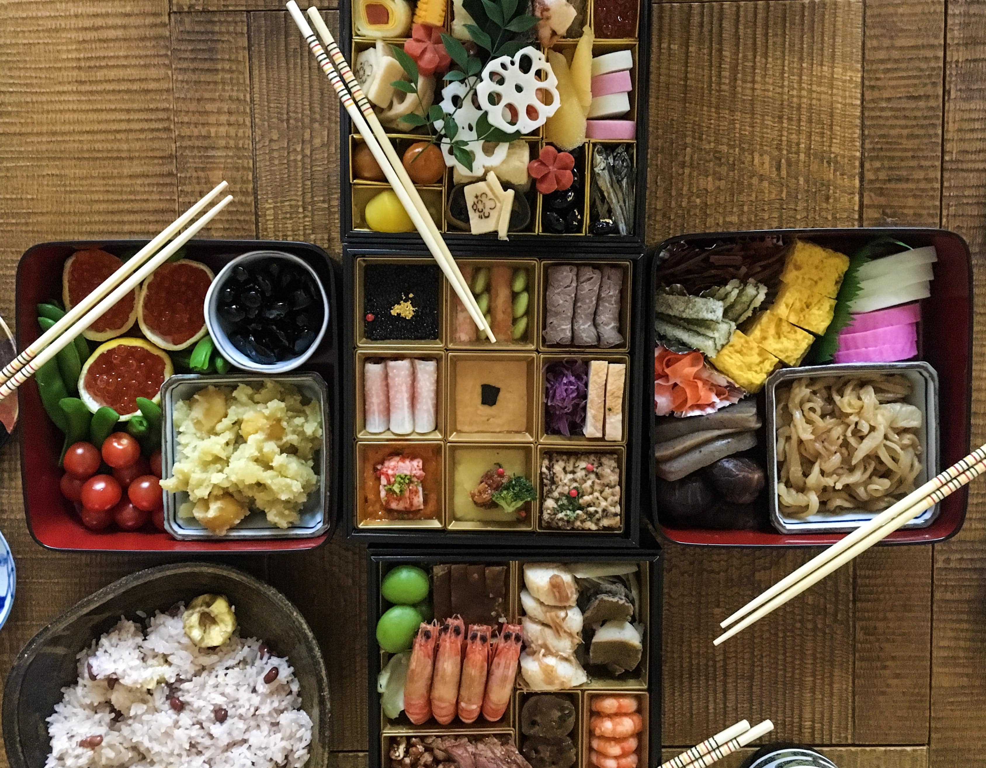 Año nuevo en Japón, Osechi Ryōri, la comida que se disfruta durante los primeros días del año.