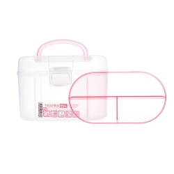 Caja plastica de almacenamiento con asa e inserto rosa