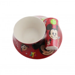 Juego de platos y vaso de bambú Mickey emoji (3 piezas)